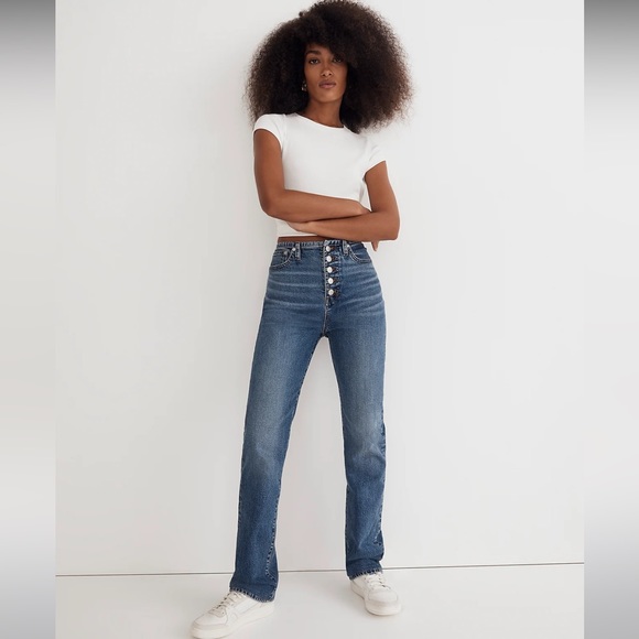 Madewell Denim - Madewell The '90s Straight Jean in Liola Wash: Binded-Waist Edition